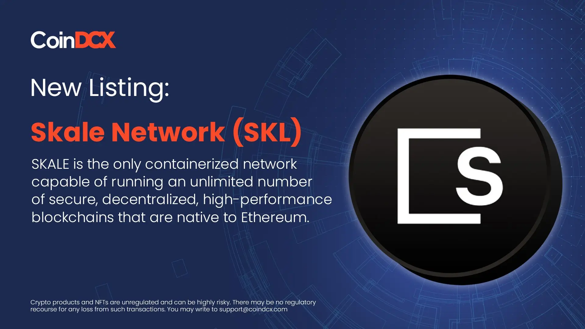 SKL Tokens now live on CoinDCX | SKALE