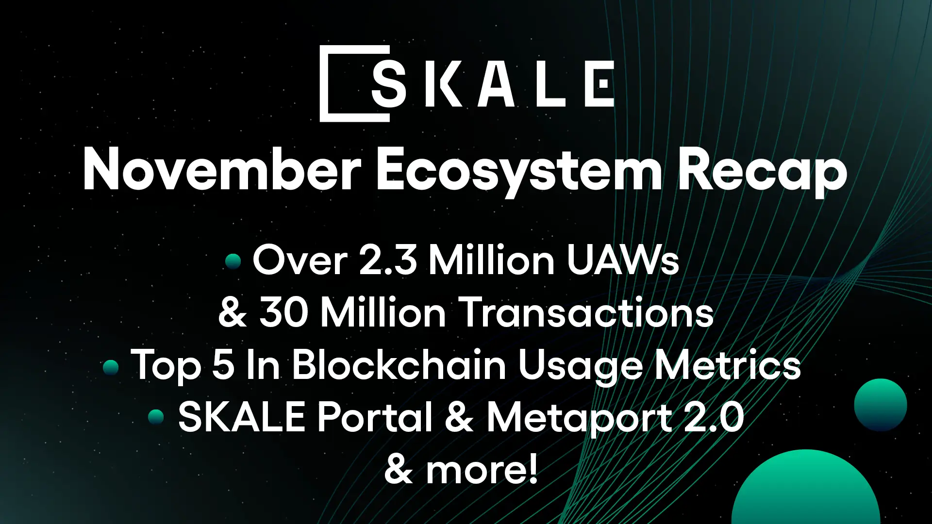 SKALE November Ecosystem Recap - Paving the Path to Blockchain Mass Adoption | SKALE