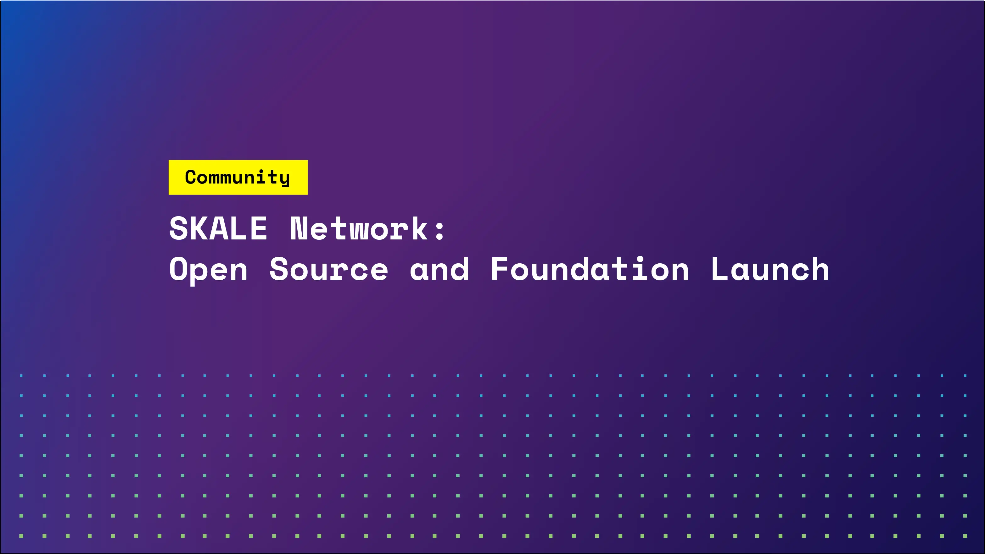 SKALE Network: Open Source and Foundation Launch | SKALE